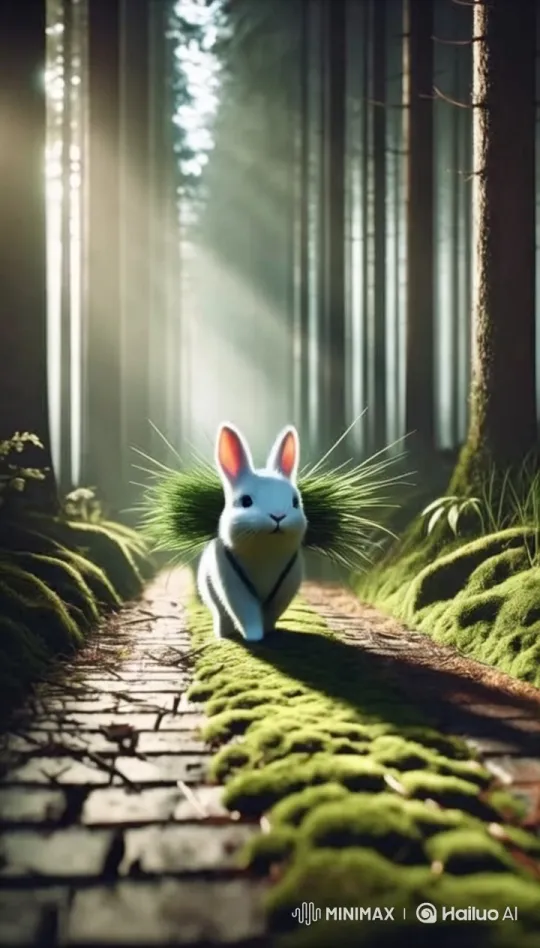 Innocent Rabbit Walks Through Mystical Forest – AI Generated Video | Hailuo AI