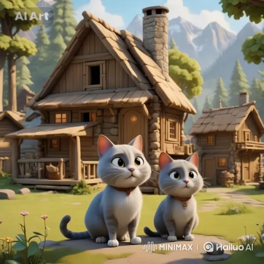 Cute Cats Dance Playfully in Cozy Mountain Cabin – AI Generated Video | Hailuo AI