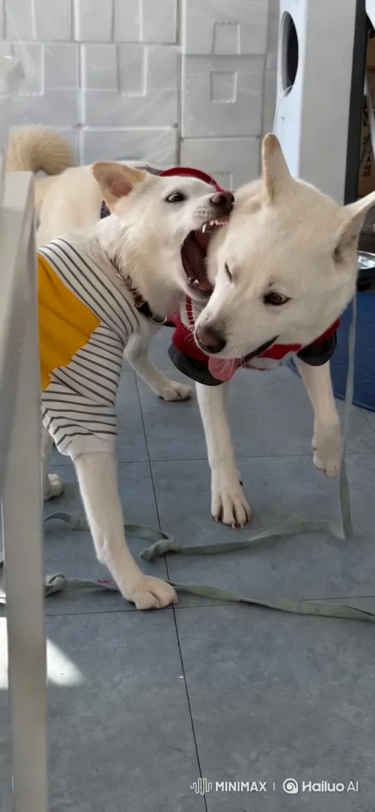 Playful Pups: Bonding in a Minimalistic Setting – AI Generated Video | Hailuo AI
