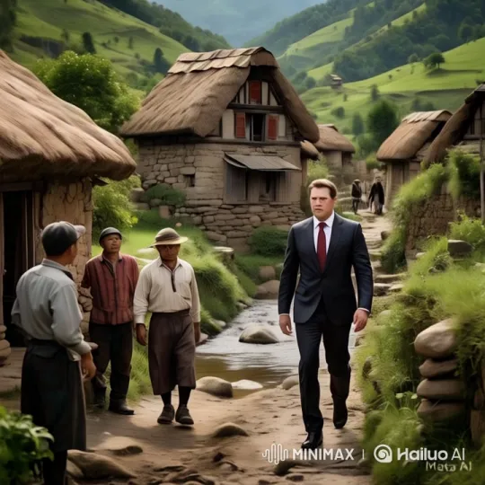 Modern Businessman Walks Through Traditional Village – AI Generated Video | Hailuo AI