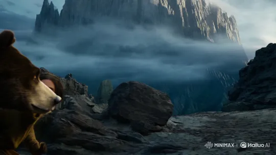 Mowgli and Bear Confront Majestic, Mysterious Mountain – AI Generated Video | Hailuo AI