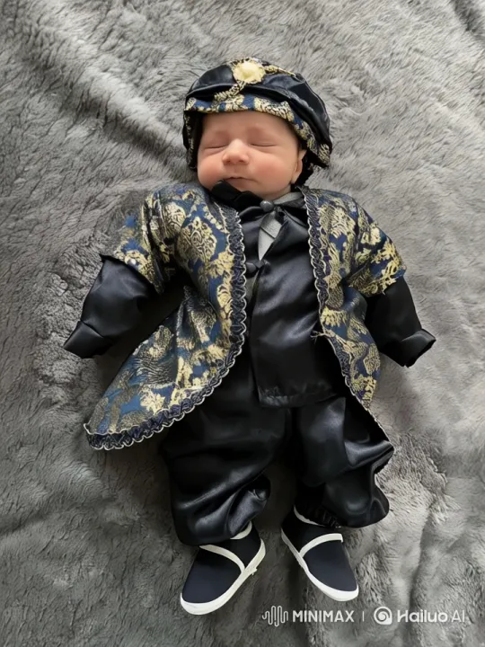 Baby in Luxurious Embroidered Outfit Examined Closely – AI Generated Video | Hailuo AI