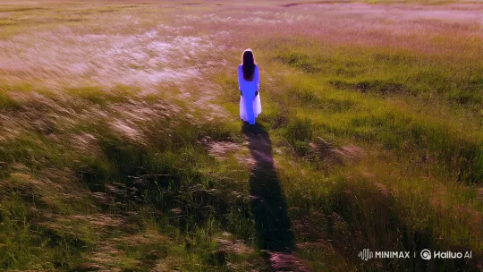 Contemplative Figure Embraces Vast Meadow's Beauty – AI Generated Video | Hailuo AI