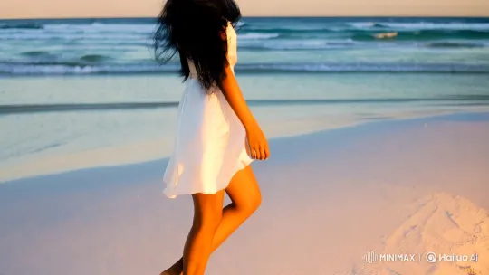 Graceful Beauty on a Serene Beach Setting – AI Generated Video | Hailuo AI