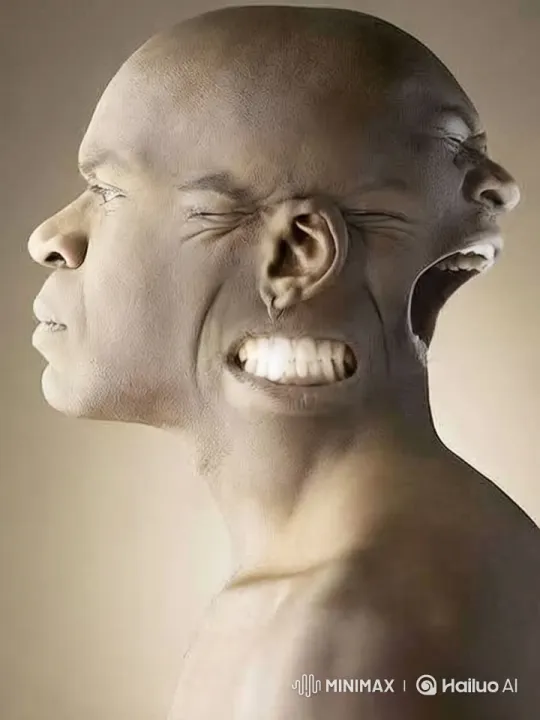Man with Dual Mouths Laughs and Talks Surreally – AI Generated Video | Hailuo AI