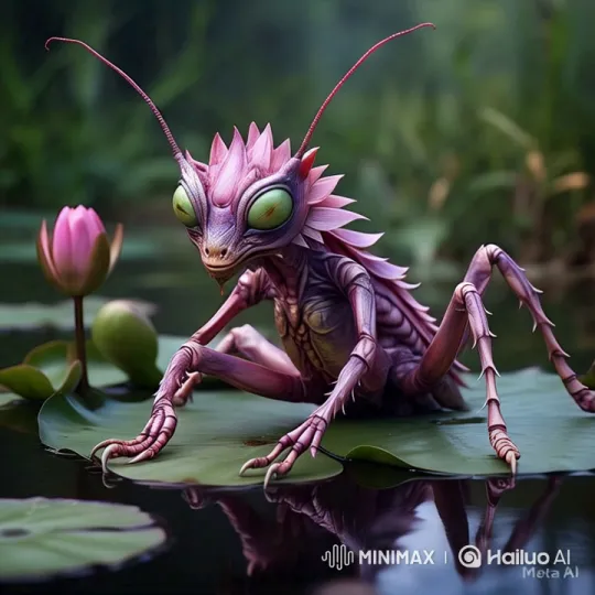 Fantastical Lizard-Like Creature on Lily Pad – AI Generated Video | Hailuo AI