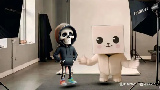Animated Characters Celebrate Holi in a Photo Studio – AI Generated Video | Hailuo AI