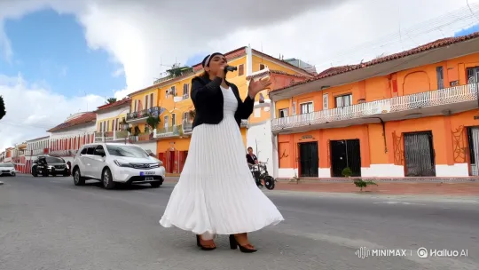 Woman Singing in Caracas: Cinematic Framing and Tracking Shot – AI Generated Video | Hailuo AI