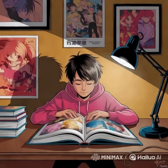 Artistic Inspiration: Youth Engrossed in Manga – AI Generated Video | Hailuo AI