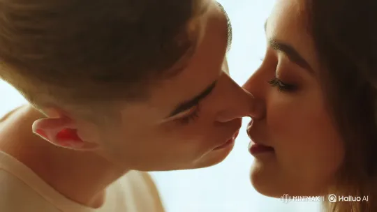 Intimate Kiss: Close-Up of Soft Skin and Emotion – AI Generated Video | Hailuo AI
