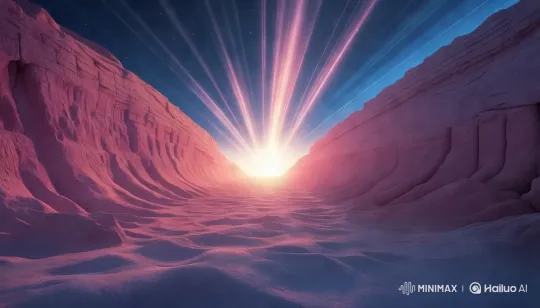 Surreal Canyon with Radiant Light and Starry Sky – AI Generated Video | Hailuo AI