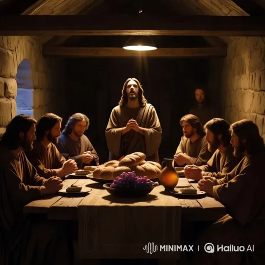 Intimate Last Supper Scene with Jesus and Disciples – AI Generated Video | Hailuo AI