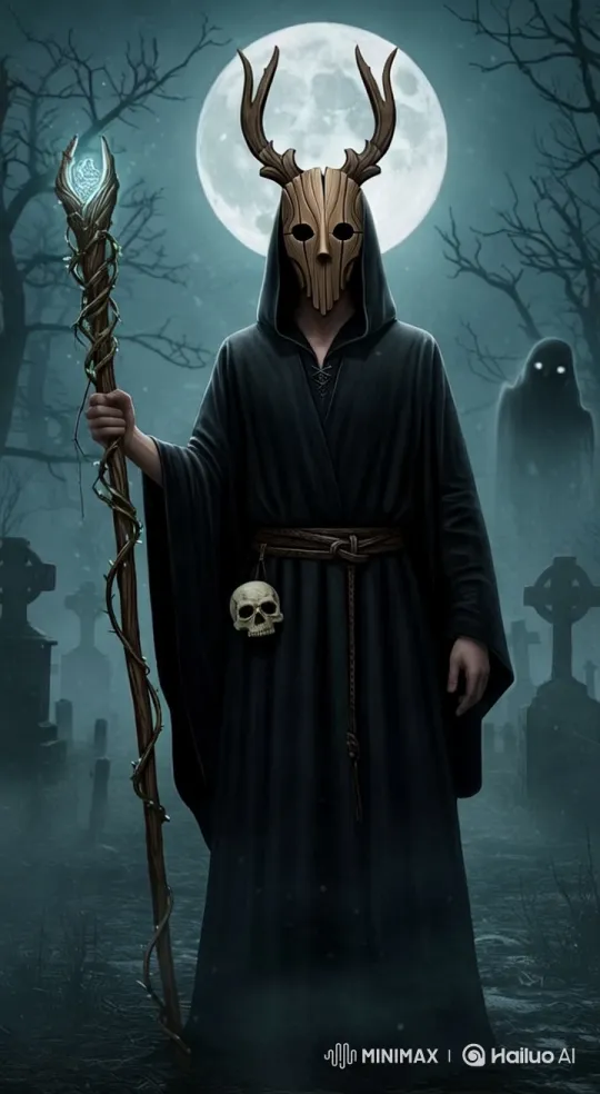 Mysterious Figure in Haunted Graveyard with Ethereal Glow – AI Generated Video | Hailuo AI