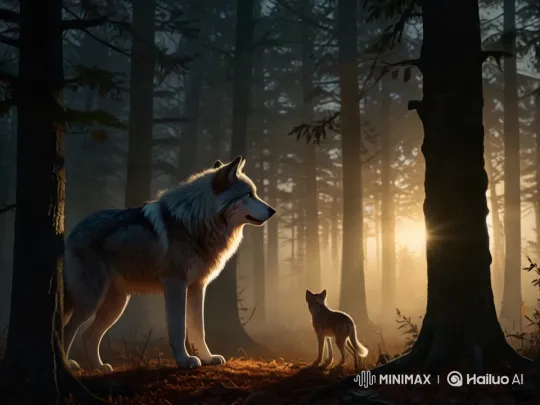 Majestic Wolves in Serene Forest Setting – AI Generated Video | Hailuo AI