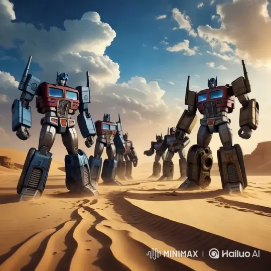 Transformers Stand Tall in the Sahara – AI Generated Video | Hailuo AI