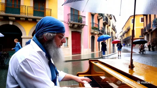 Musical Serenade Amidst Rain in Seville – AI Generated Video | Hailuo AI