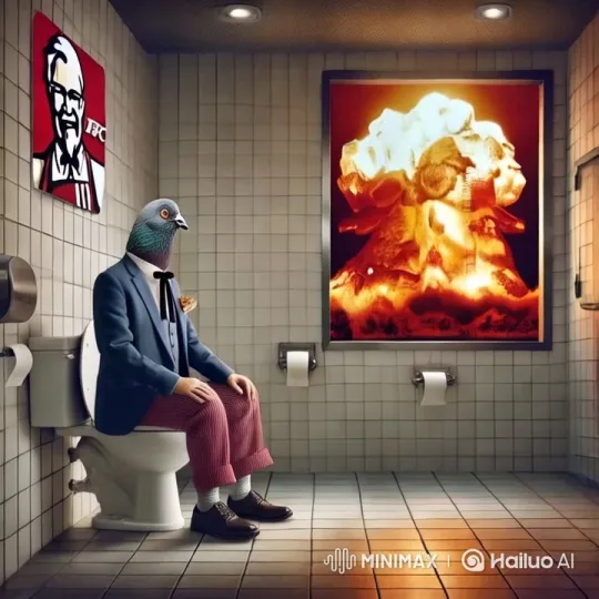 Pigeon Boss Escapes KFC Bathroom in Surreal Dash – AI Generated Video | Hailuo AI