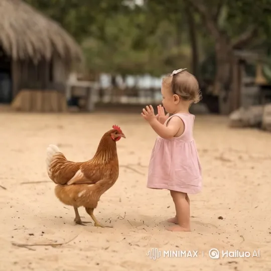 Young Girl in Intense Fight with Chicken – AI Generated Video | Hailuo AI