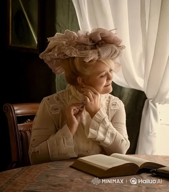 Elegant Girl Reading Book in Vintage Style – AI Generated Video | Hailuo AI