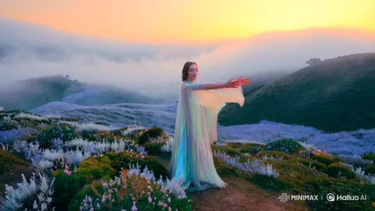Solitary Figure Embraces Dreamlike Landscape – AI Generated Video | Hailuo AI