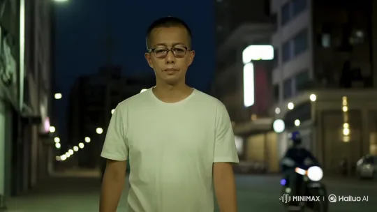 Man Reflects on Uncertainty in Nocturnal Cityscape – AI Generated Video | Hailuo AI