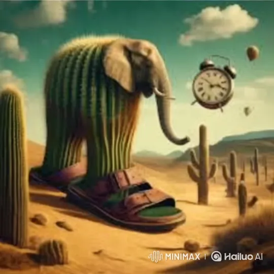 Surreal Elephant with Cactus Body Runs Through Desert – AI Generated Video | Hailuo AI