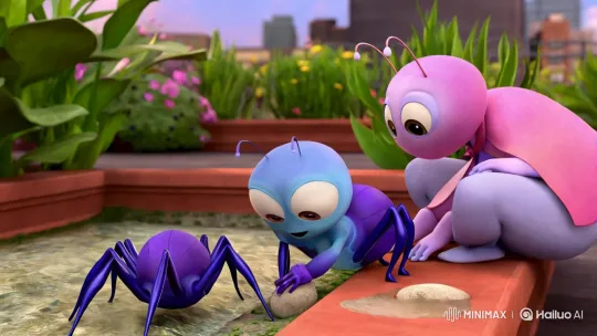 Spider Kid and Mother in Vibrant Rooftop Garden Scene – AI Generated Video | Hailuo AI