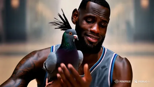 LeBron James Embraces Pigeon in Surreal, Emotional Scene – AI Generated Video | Hailuo AI