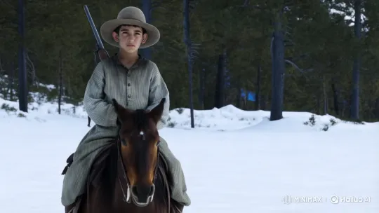 Boy on Horseback in Snowy Wilderness – AI Generated Video | Hailuo AI