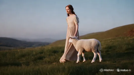 Mary and Her Lamb: Serene Pastoral Harmony – AI Generated Video | Hailuo AI