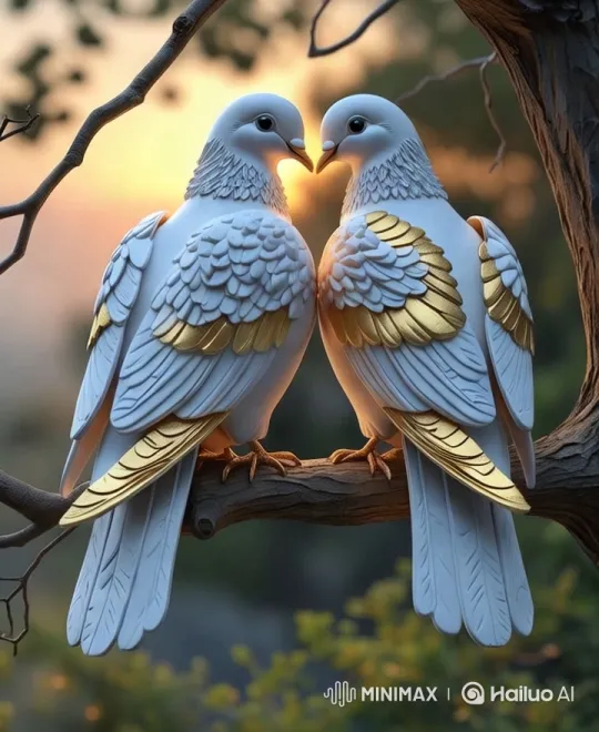 Peaceful Doves Embrace in Sunset Serenity – AI Generated Video | Hailuo AI