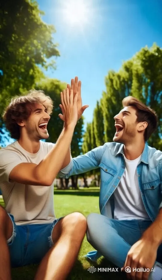 Friends' Tense Moment on Verdant Lawn – AI Generated Video | Hailuo AI