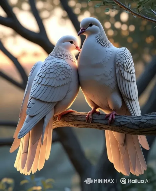 Harmonious Doves: A Modern Artistic Peaceful Moment – AI Generated Video | Hailuo AI