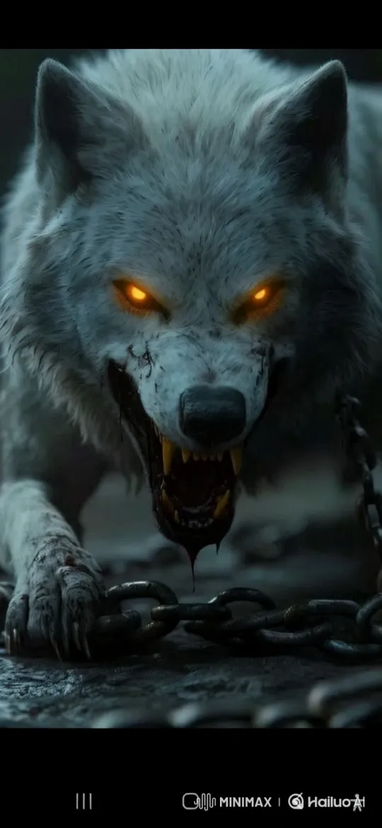 Fierce Wolf Drags Chains, Leaps in Dark Forest – AI Generated Video | Hailuo AI