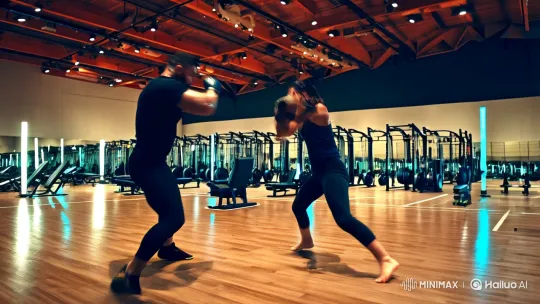 Stunning Krav Maga Fight in Modern Sports Hall – AI Generated Video | Hailuo AI