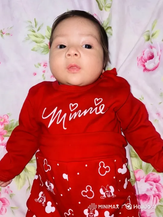 Baby Dances in Red Minnie Outfit on Floral Blanket – AI Generated Video | Hailuo AI