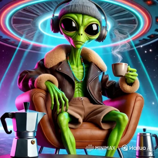 Alien Enjoying Coffee and Space Journey in UFO – AI Generated Video | Hailuo AI