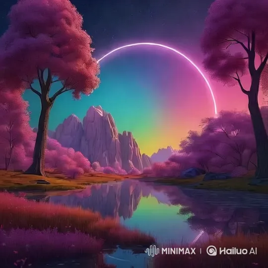 Harmonious Flow: Lake, Wind, and Moon's Halo – AI Generated Video | Hailuo AI