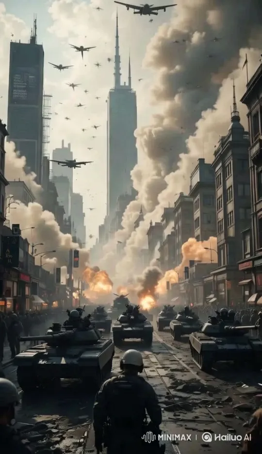 Military Parade and Urban Warfare Simulation – AI Generated Video | Hailuo AI