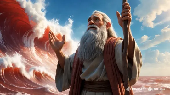 Elderly Prophet Commands Frozen Wave in Dramatic Scene – AI Generated Video | Hailuo AI