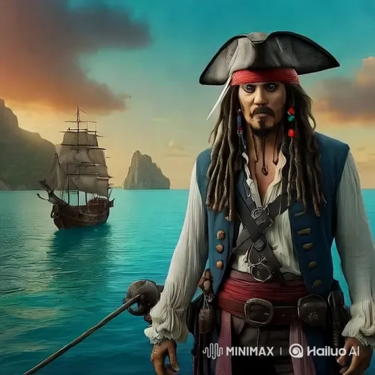 Pirate Observes Ship, Smiles at Onlooker – AI Generated Video | Hailuo AI
