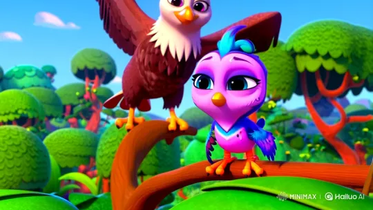 Eagle Imparts Wisdom to Blue Bird in Enchanting Forest – AI Generated Video | Hailuo AI