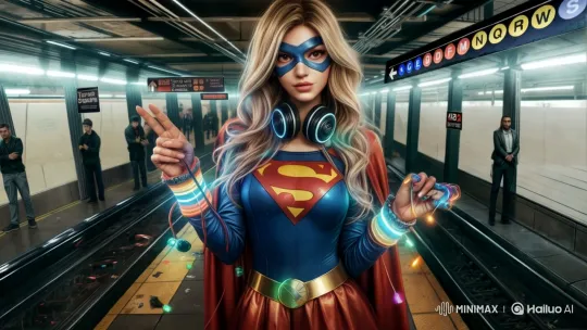 Supergirl Break-Dances in NYC Subway Station – AI Generated Video | Hailuo AI
