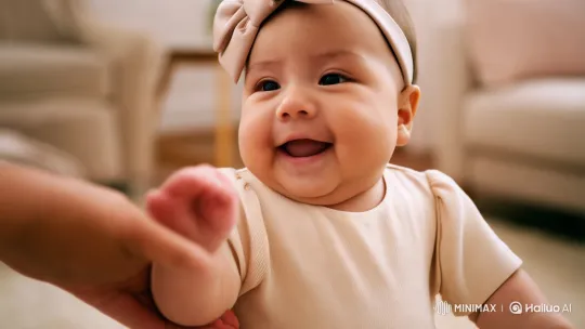 Baby Girl's Joyful Dance in Cozy Living Room – AI Generated Video | Hailuo AI