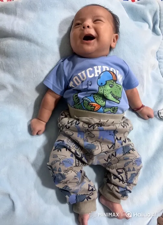 Baby Dances in Dinosaur Outfit on Blanket – AI Generated Video | Hailuo AI