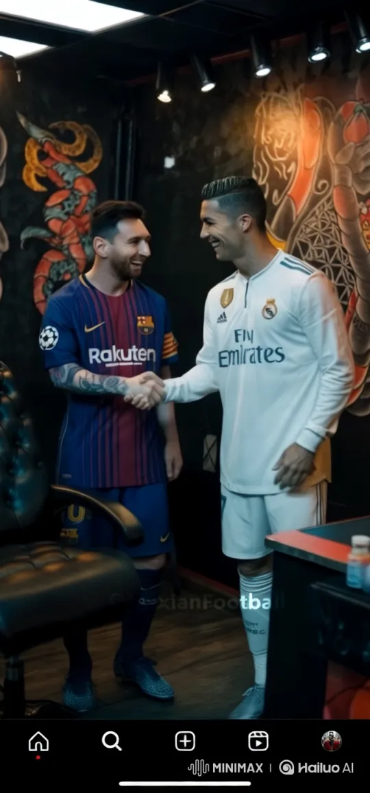 Laughing Legends: Messi & Ronaldo in Mediterranean Serenity – AI Generated Video | Hailuo AI