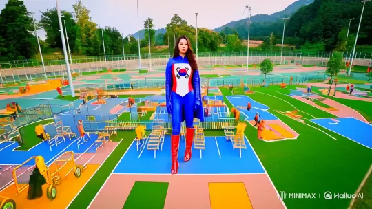 Vibrant South Korean Superheroine Debuts in 8K Panorama – AI Generated Video | Hailuo AI