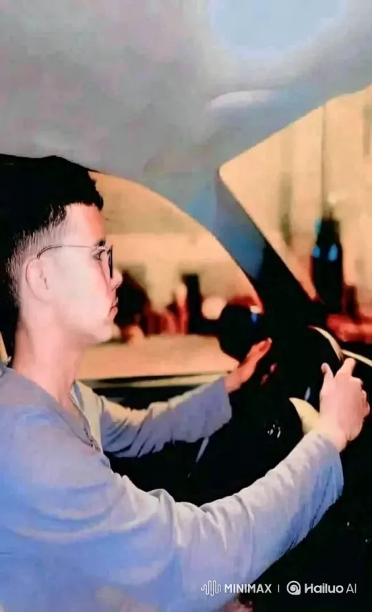Driver's Focus in Night-Time Urban Drive – AI Generated Video | Hailuo AI