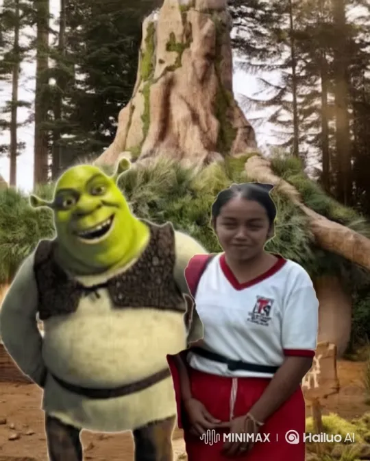 Shrek Shares a Tender Moment with a Girl in a Lush Forest – AI Generated Video | Hailuo AI