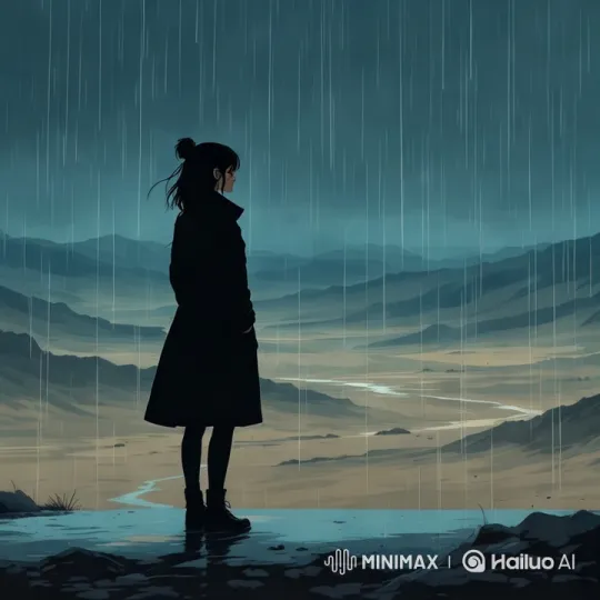Solitary Figure Contemplates Rainy Landscape – AI Generated Video | Hailuo AI